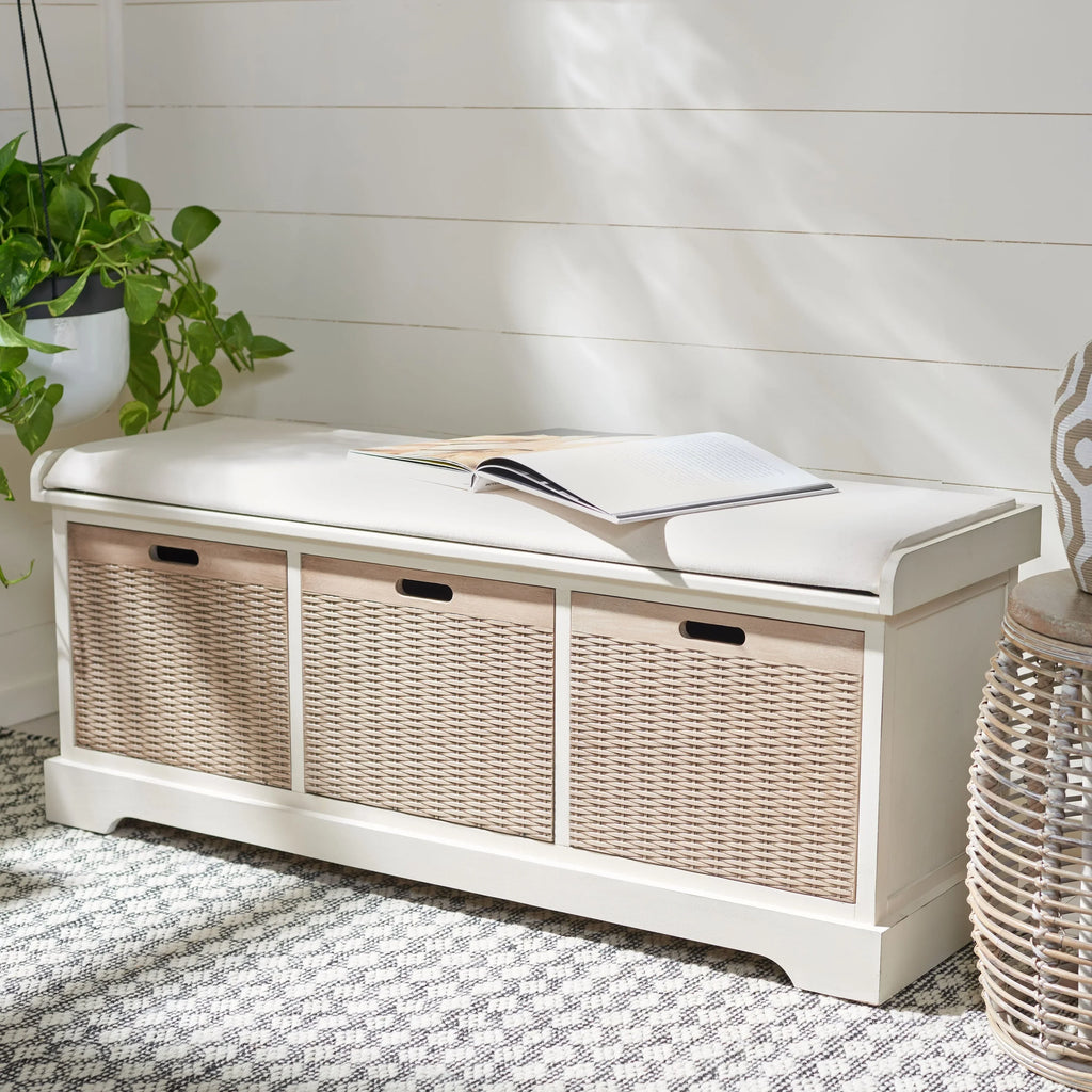 Panca contenitore SAFAVIEH Fiorello con 3 cassetti e cuscino - 47.3 W x 15 L x 19 H - 47Wx15Dx19H