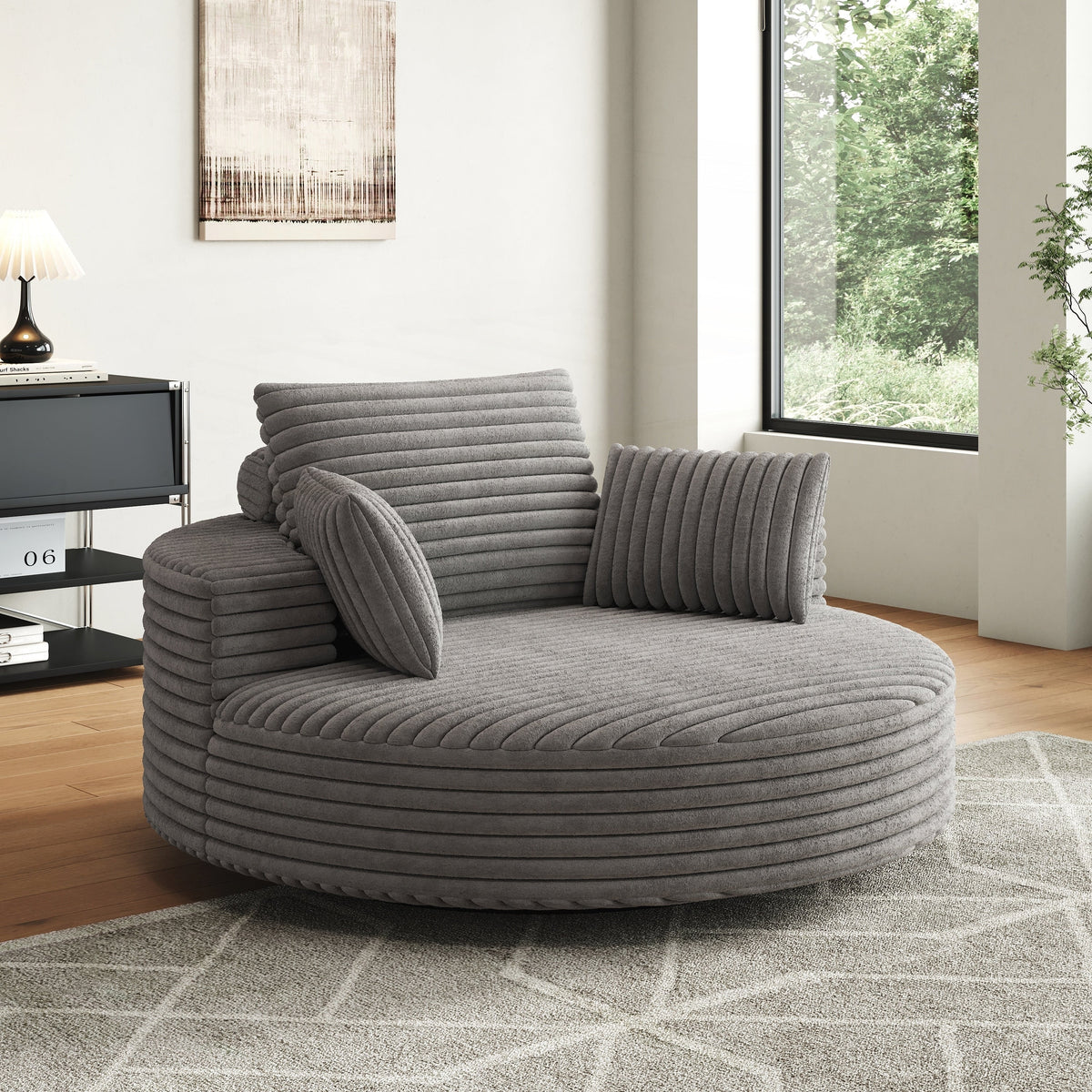 Corduroy Chenille Foam Single Swivel Chair