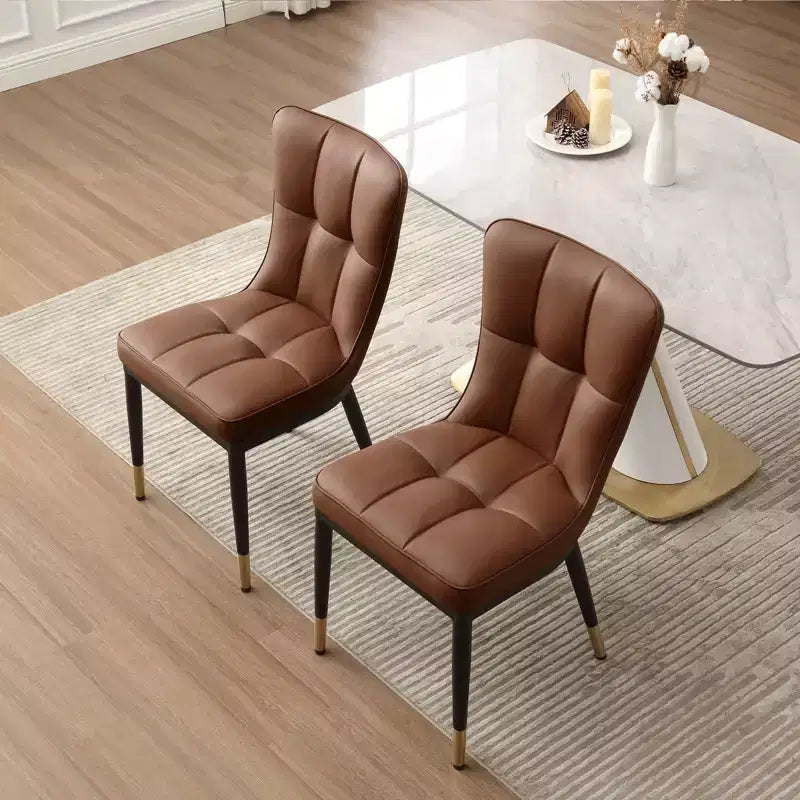 Bekrvio eetkamerstoelen, set van 6, moderne bekleding van imitatieleer met hoge rugleuning, metalen poten, armloze keukenstoelen voor woonkamer en eetkamer