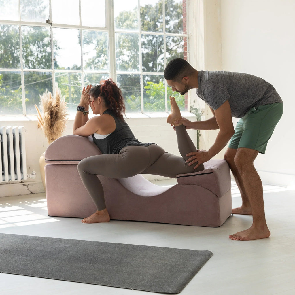 Chaise longue convertibile Avana Kami / poltrona per yoga e massaggi - pouf 2-in-1 con poltrona lounge da yoga ripiegabile estraibile nascosta, microvelluto - N/A