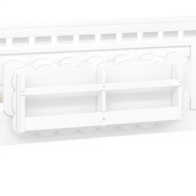 Struttura letto a piattaforma per bambini, singolo e matrimoniale, con sponde di sicurezza, librerie integrate e ripiani contenitore