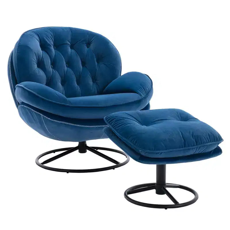 Poltrona de destaque em veludo Okak com repousa-pés, cadeira moderna sem braços para sala de estar, estilo de meados do século, macia e confortável para ver televisão e jogar