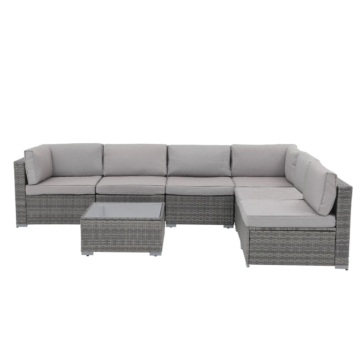 Wicker/ Steel 7-piece Outdoor Cushioned Sectional Sofa Set