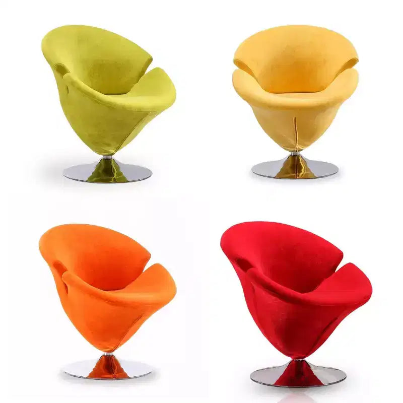 Manhattan Comfort Set mit 4 drehbaren Tulip-Akzentstühlen, Orange/Gelb: Samtbezug, keine Montage erforderlich