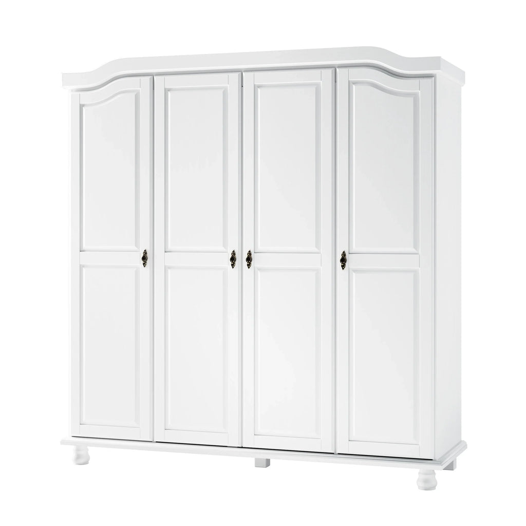 Armadio guardaroba a 4 ante Palace Imports Kyle in legno massello al 100% con ante in legno massello o a specchio
