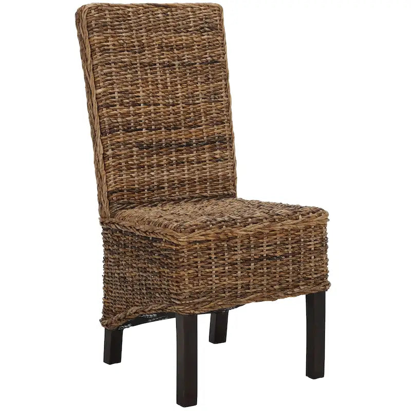 Ensemble de 2 chaises de salle à manger en osier naturel, 19 l x 22 p x 41 h, style bohème côtier