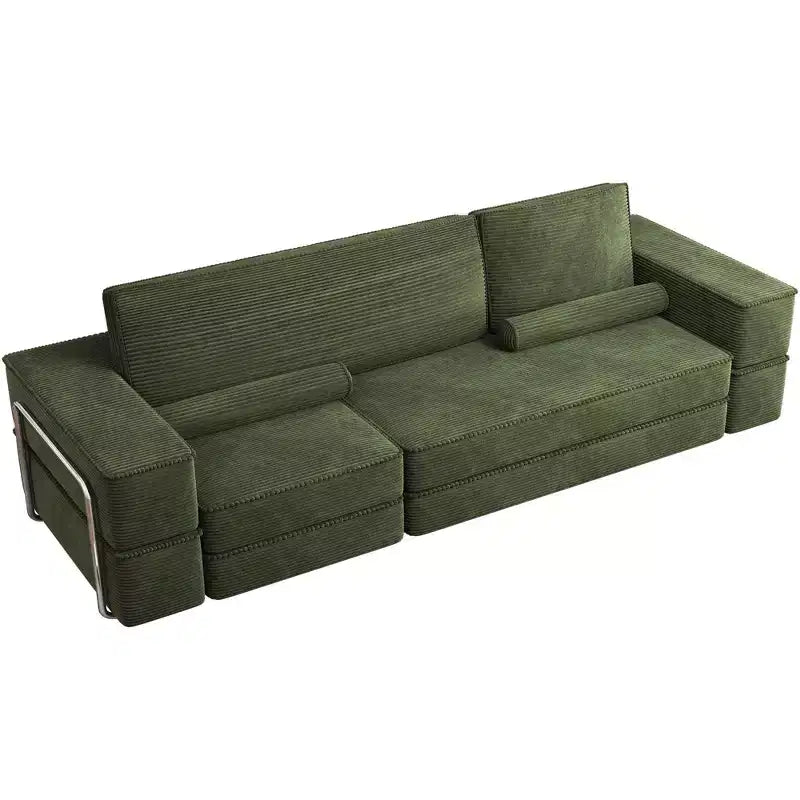 Modułowa kanapa narożna typu Cloud, wygodna sofa z sztruksu, komfortowy narożnik z głębokim siedziskiem i wysokimi poduszkami, łatwy montaż