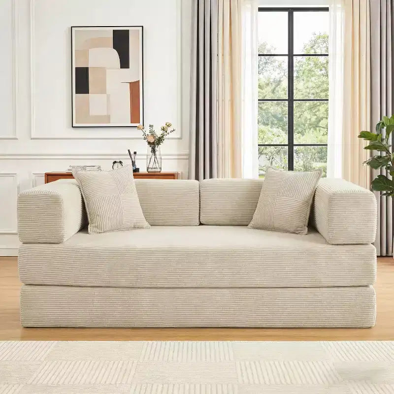 Dyonery 78-calowa rozkładana sofa, modułowa kanapa z sztruksu, 4 w 1, wielofunkcyjny mebel wypoczynkowy typu king-size.