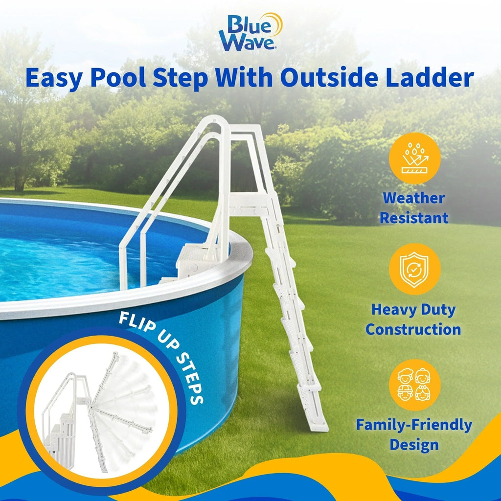 Blue Wave Easy Pool-Einstieg mit Außenleiter für Aufstellpools - 32,5 Zoll W x 56 Zoll T x 81 Zoll H