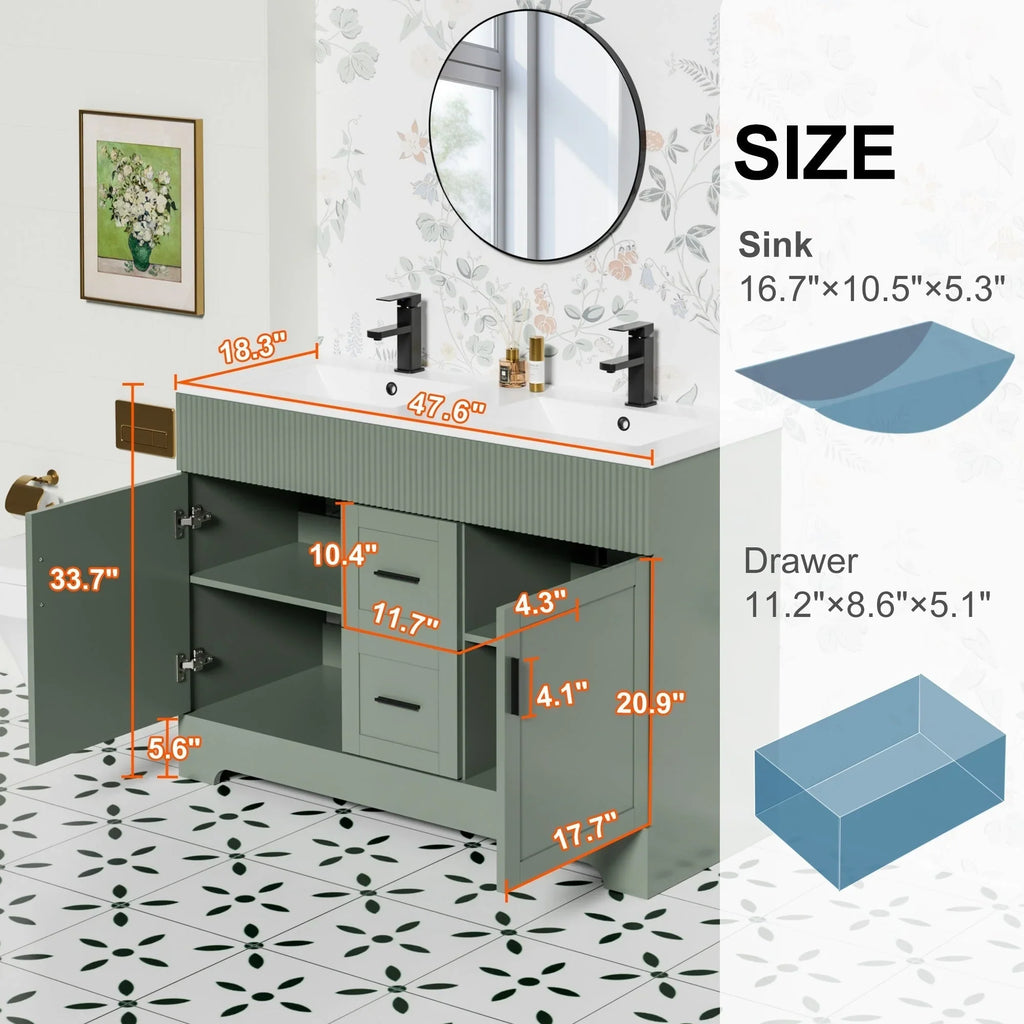 Conjunto de móvel de casa de banho Wavy Line 30/36/48 com lavatório e torneira