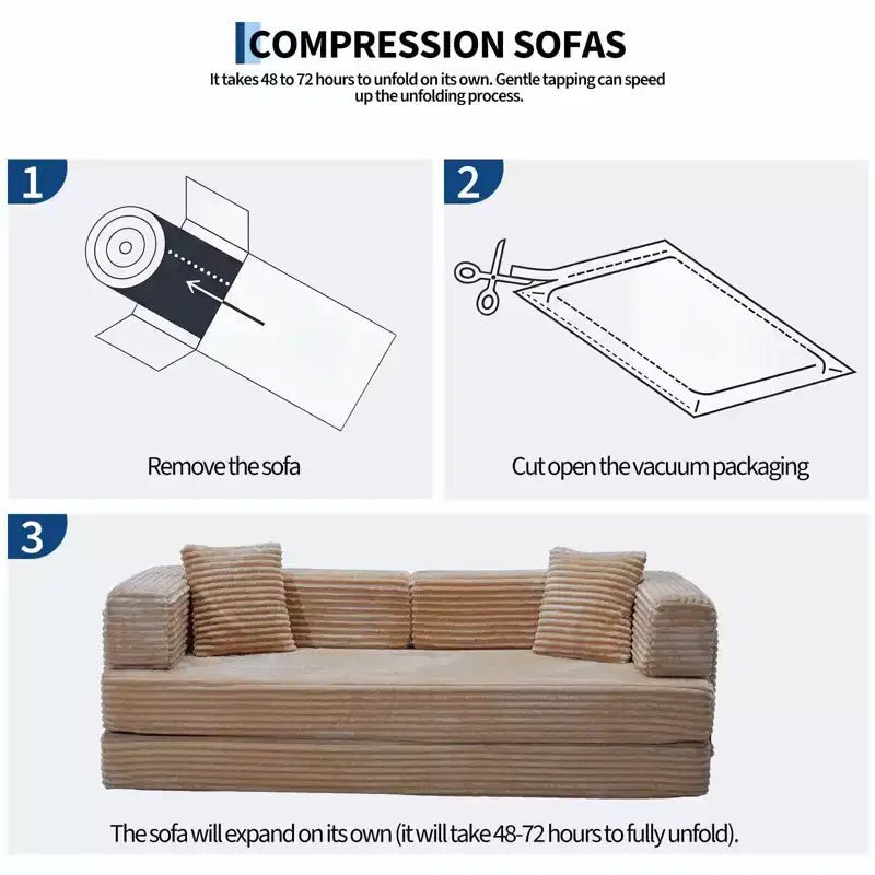 80.7 5-in-1 Convertible Sleeper Sofa Bed â€?Corduroy, 1200 lbs, No Assembly