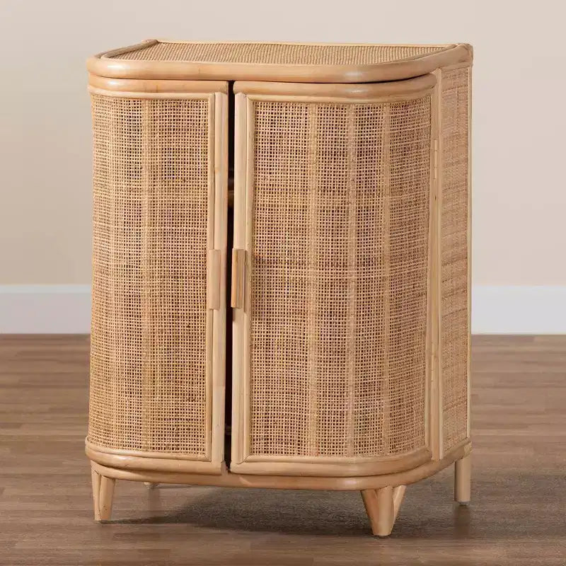 bali & pari Yanka natuurlijke rotan opbergkast, naturel: handgemaakt, 2 planken, bohemian design
