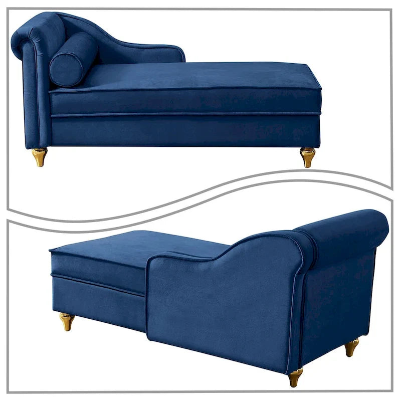 Elegante französische Chaiselongue mit Samtbezug, Stauraum und Kissen