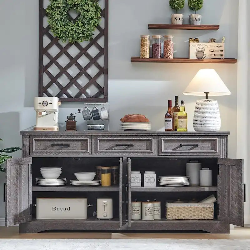 Farmhouse Buffet Sideboard Cabinet,Coffee Bar Wine Bar for Dining Room - N/A