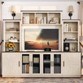 Moderne tv-kast voor een 55-inch tv met oplaadstation, mediaconsole met grote opbergkasten, entertainmentcentrum voor de woonkamer-Panipeachy