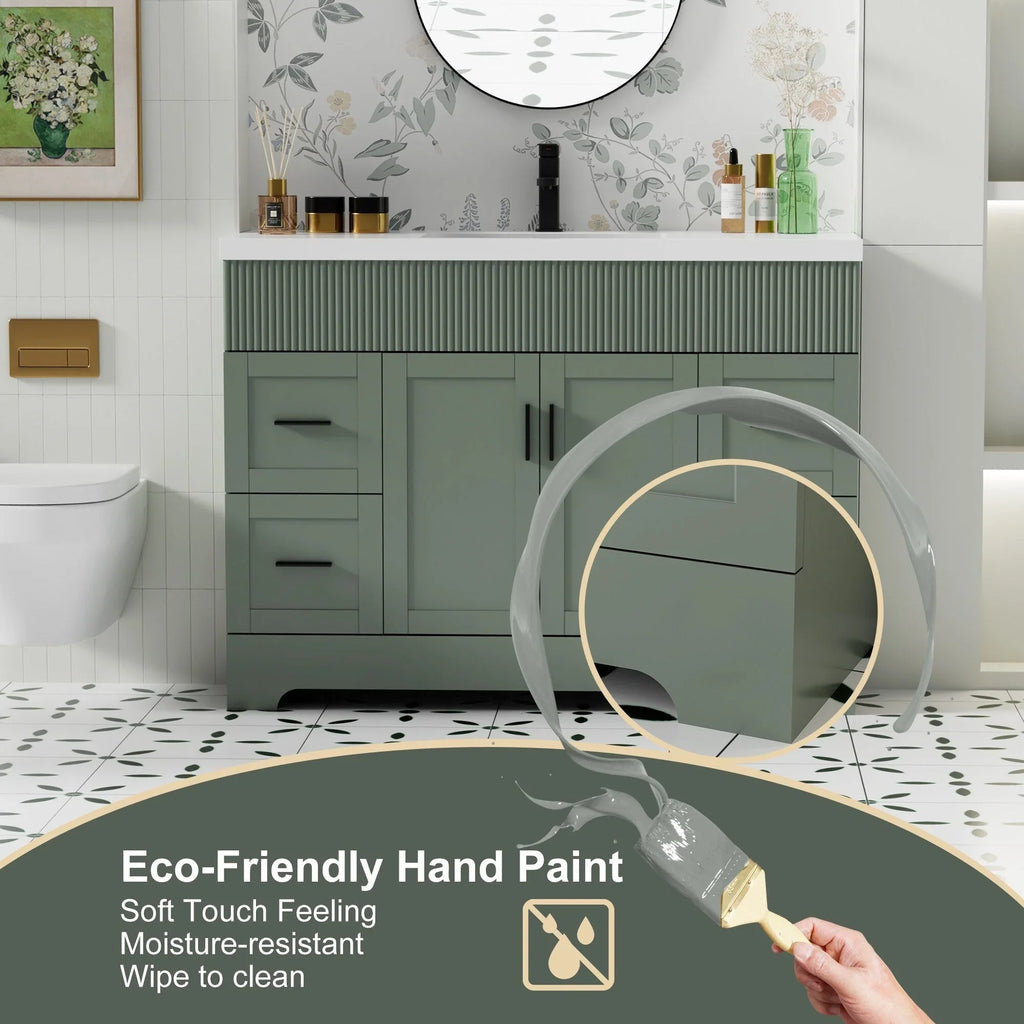 Conjunto de móvel de casa de banho Wavy Line 30/36/48 com lavatório e torneira
