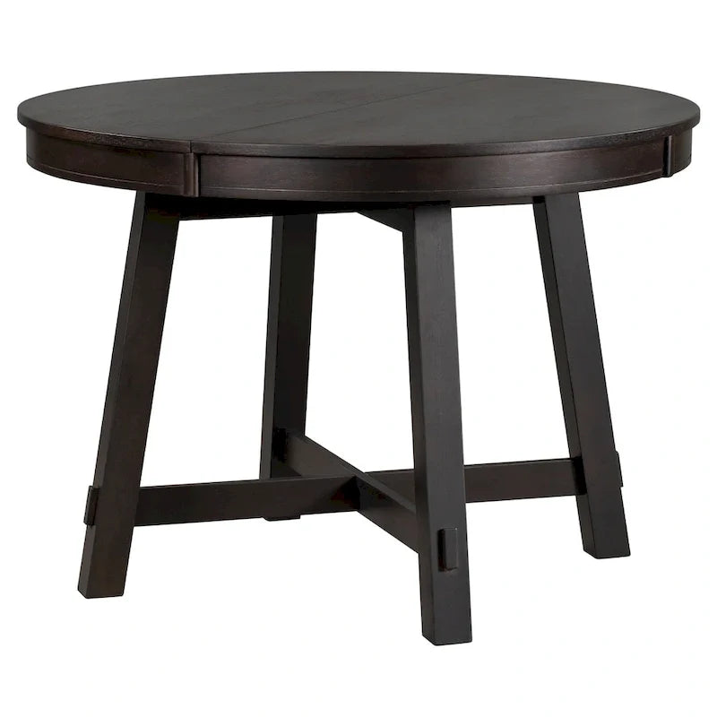 Farmhouse Round Extendable Dining Table with 16 Leaf Wood Kitchen Table