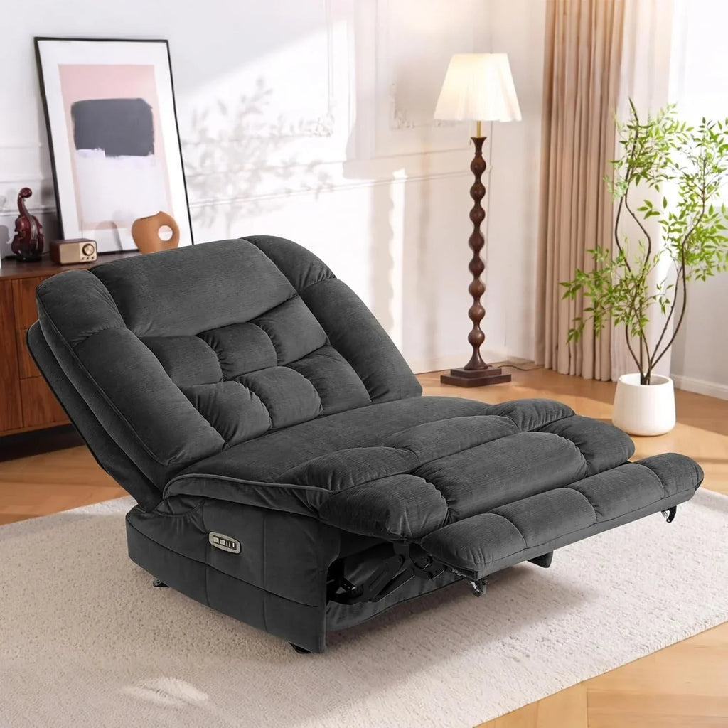MCombo extra grote elektrische relaxfauteuil met twee motoren en zonder armleuningen, Zeroarms-relaxfauteuil, perfect voor de woonkamer, stoffen bekleding PR607