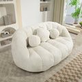 Fauteuil lounge blanc de 63,78 po, revêtu de chenille avec mousse haute densité