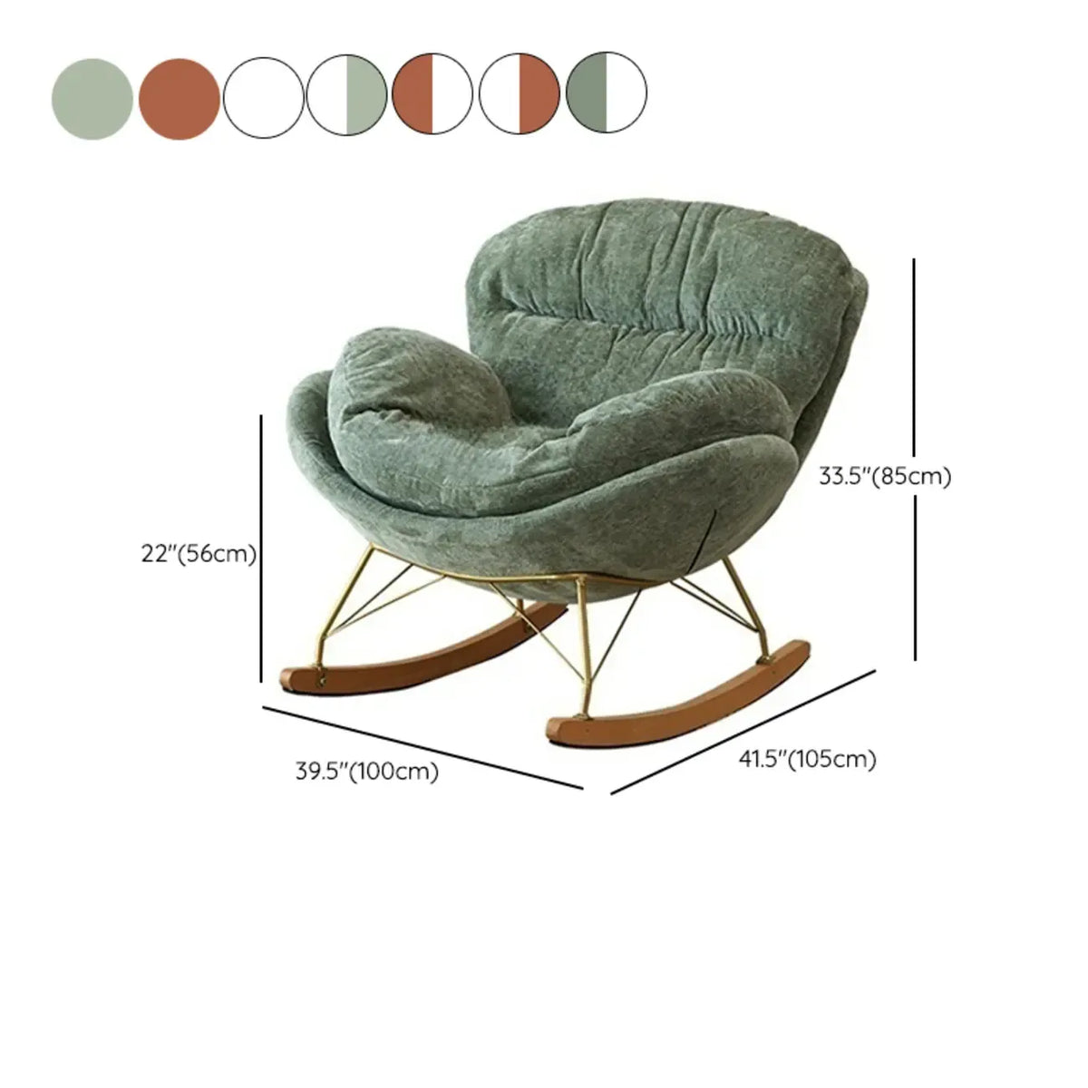 Modern Velvet Ergonomic Upholstered Rocking Chair for Nursery