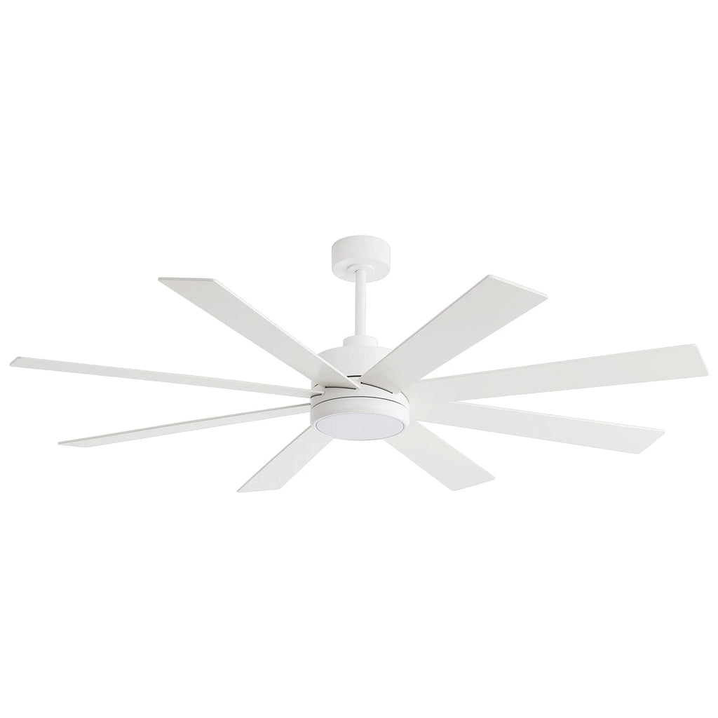 Ventilateur de plafond noir de 65 po à 8 pales avec lumière et télécommande