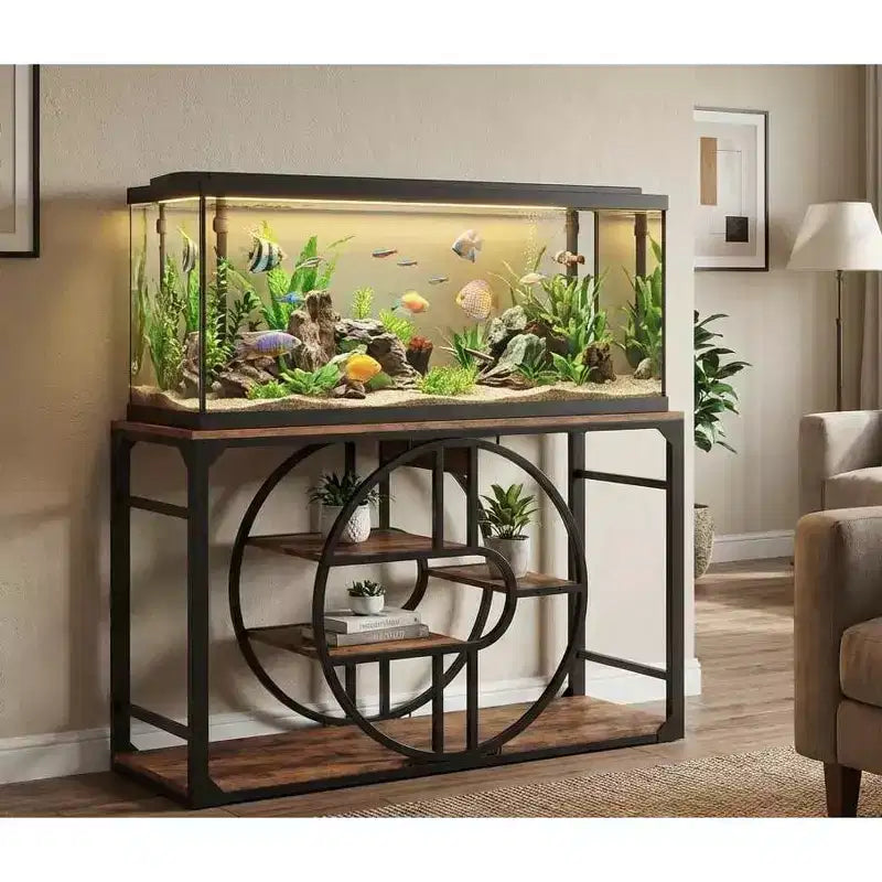 Support métallique pour aquarium de 55 à 75 gallons, support robuste pour aquarium avec armoire de rangement, support pour aquarium à plusieurs niveaux avec pieds renforcés, convient