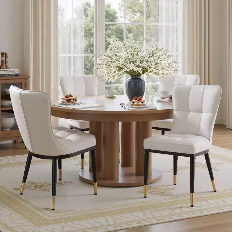Bekrvio eetkamerstoelen, set van 6, moderne bekleding van imitatieleer met hoge rugleuning, metalen poten, armloze keukenstoelen voor woonkamer en eetkamer