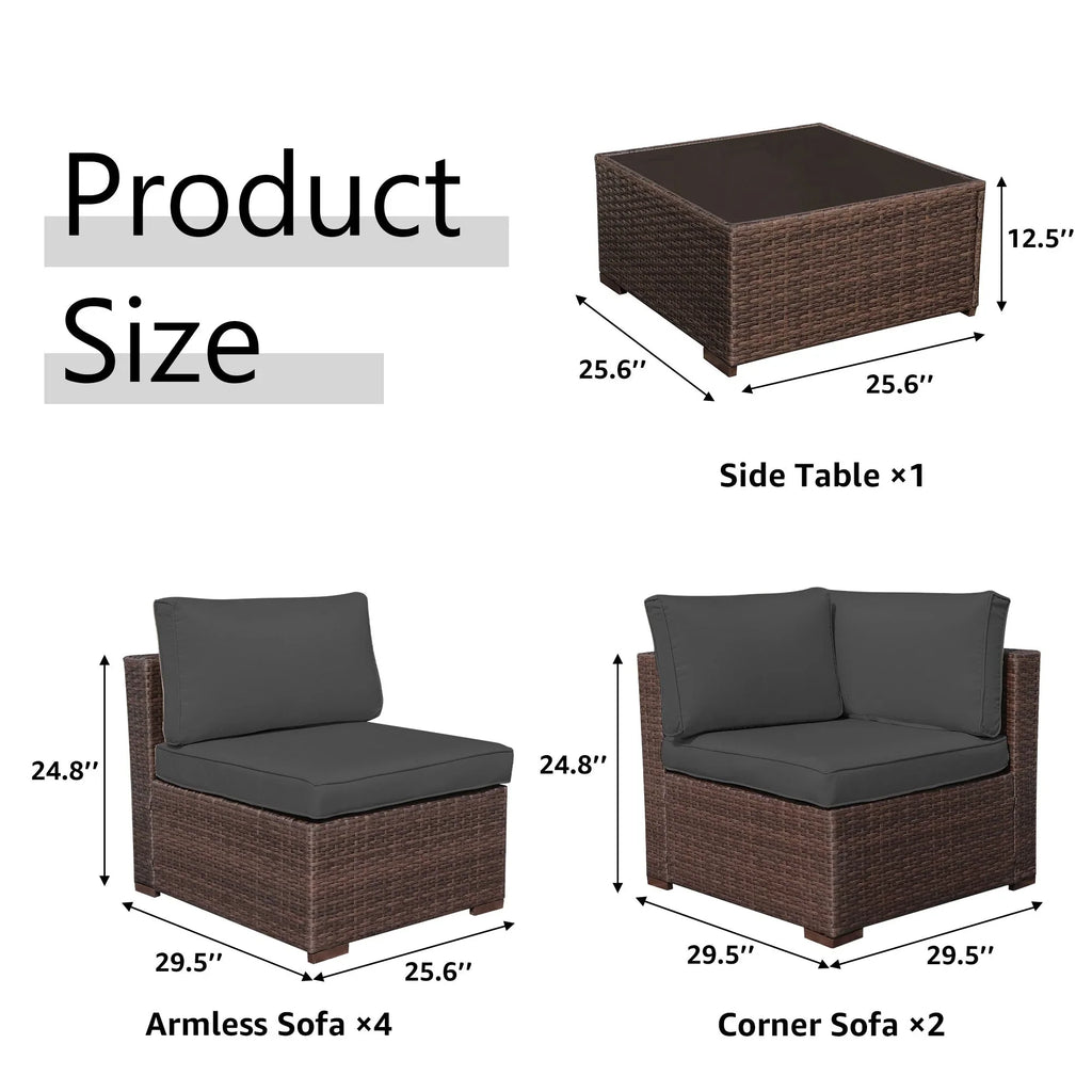 Wicker/ Steel 7-piece Outdoor Cushioned Sectional Sofa Set