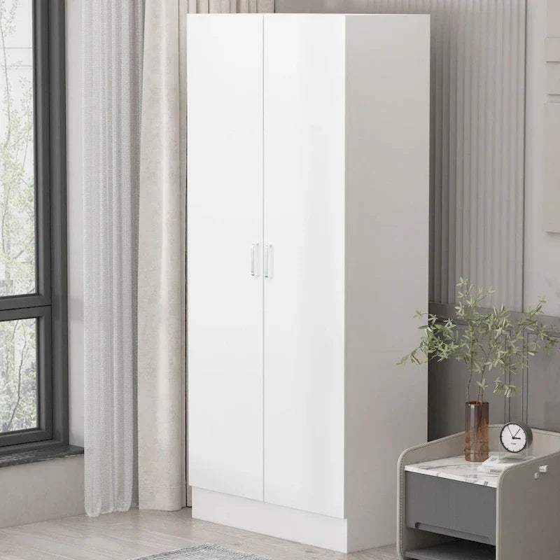 2-Door Wardrobe Armoires Freestanding Bedroom Armoire with Hanging Rod