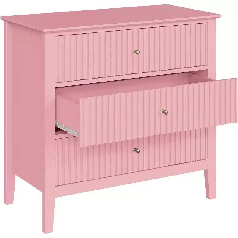 Cómoda Heynemo com 3 gavetas, mesa de cabeceira em madeira pintada com 30 polegadas de altura e arrumação, cómoda larga e moderna com corrediças de esferas