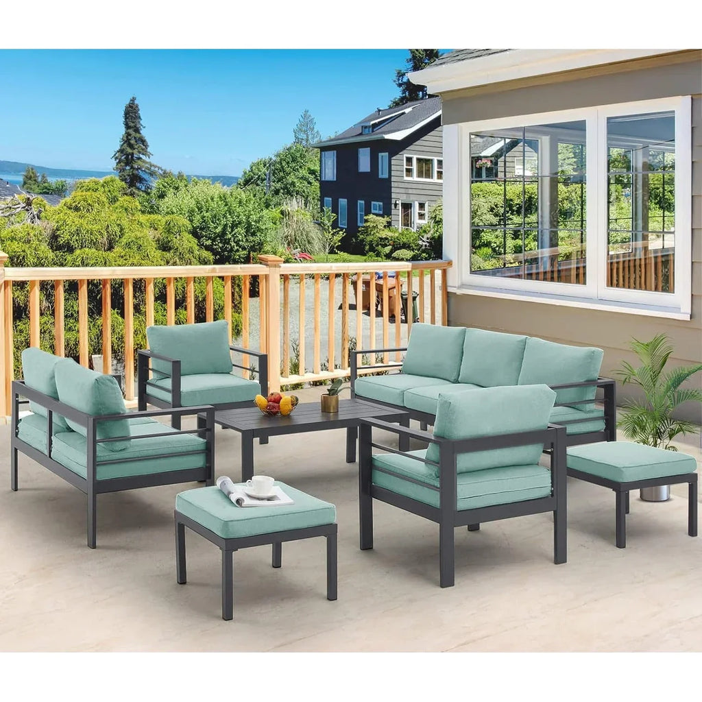 Ensemble de mobilier de terrasse en aluminium AECOJOY de 7 pièces, ensemble extérieur pour la conversation
