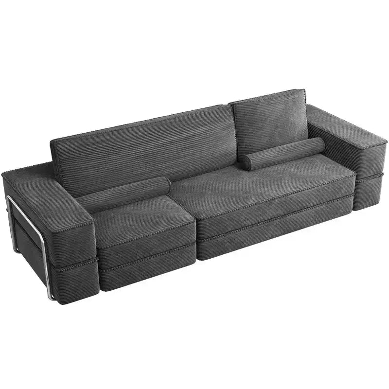 Modułowa kanapa narożna typu Cloud, wygodna sofa z sztruksu, komfortowy narożnik z głębokim siedziskiem i wysokimi poduszkami, łatwy montaż