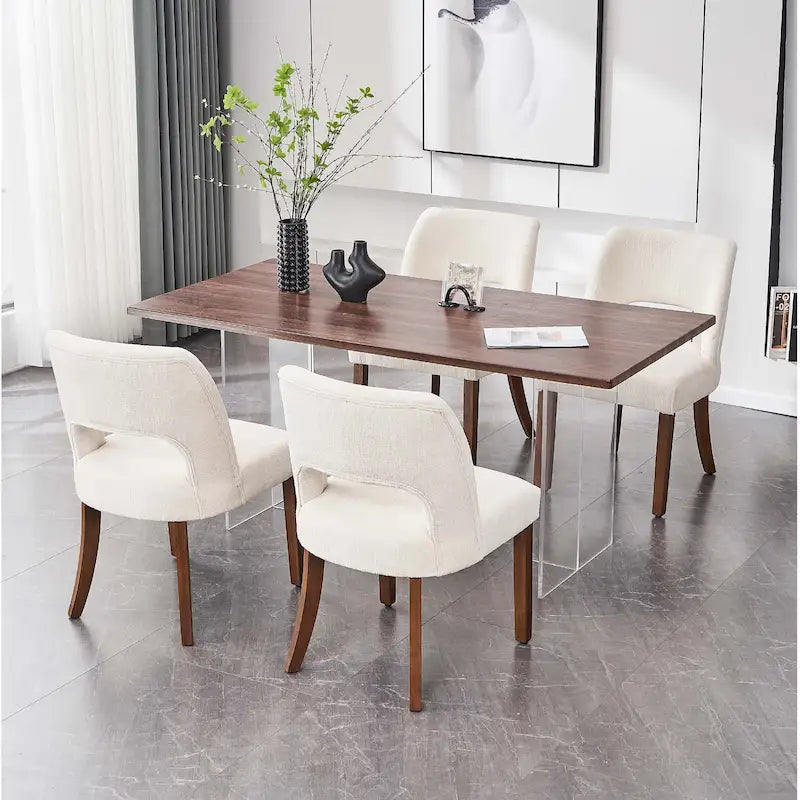 Set of 4 Fabric-upholstered Dining Chairs