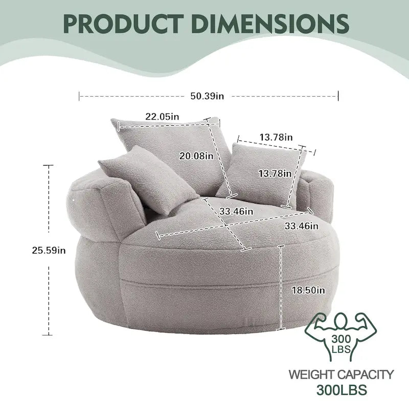 Round Lazy Sofa Chair ¨C White/Blue/Grey/Yellow/Orange/Rose Red/Navy/Green, Single & Couple Seat