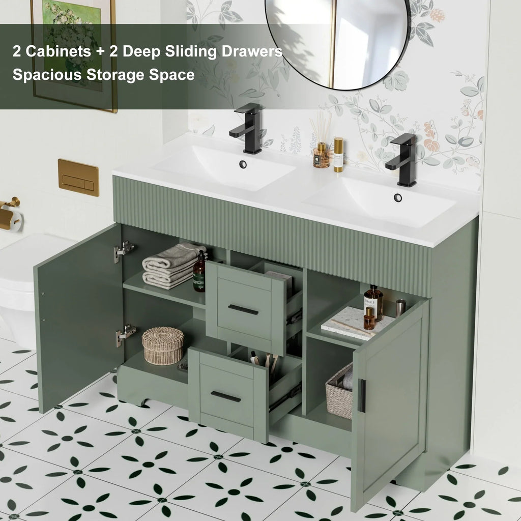 Conjunto de móvel de casa de banho Wavy Line 30/36/48 com lavatório e torneira