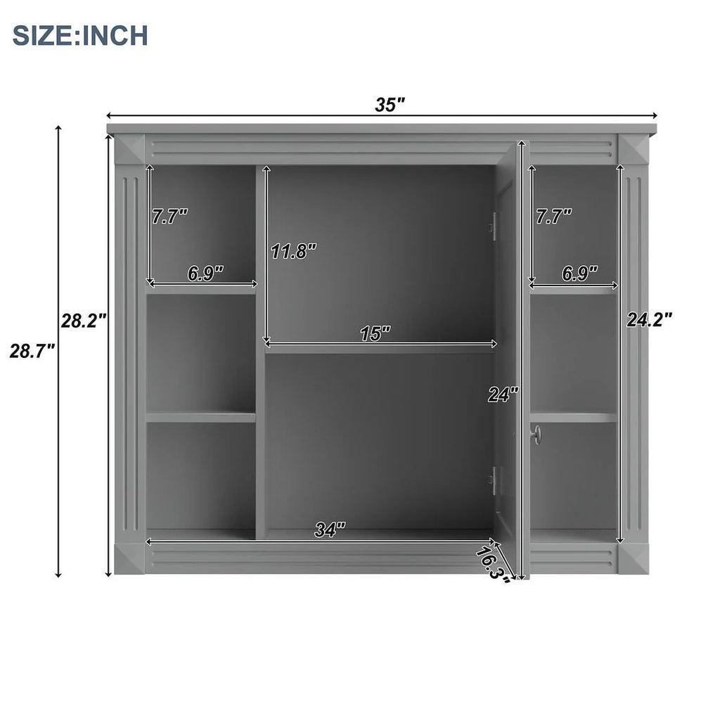 36-Zoll moderner Waschtischunterschrank mit Aufsatzwaschbecken und Spiegelschrank, 2 Türen und 2 Schubladen