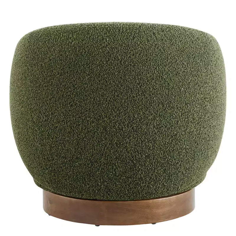Fauteuil tonneau pivotant rembourré d’appoint Spruce&Spring avec base en bois