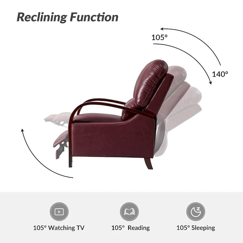 Alex mid-century moderne handmatige relaxfauteuil van echt sigarenkleurig leer met gebogen houten armleuningen