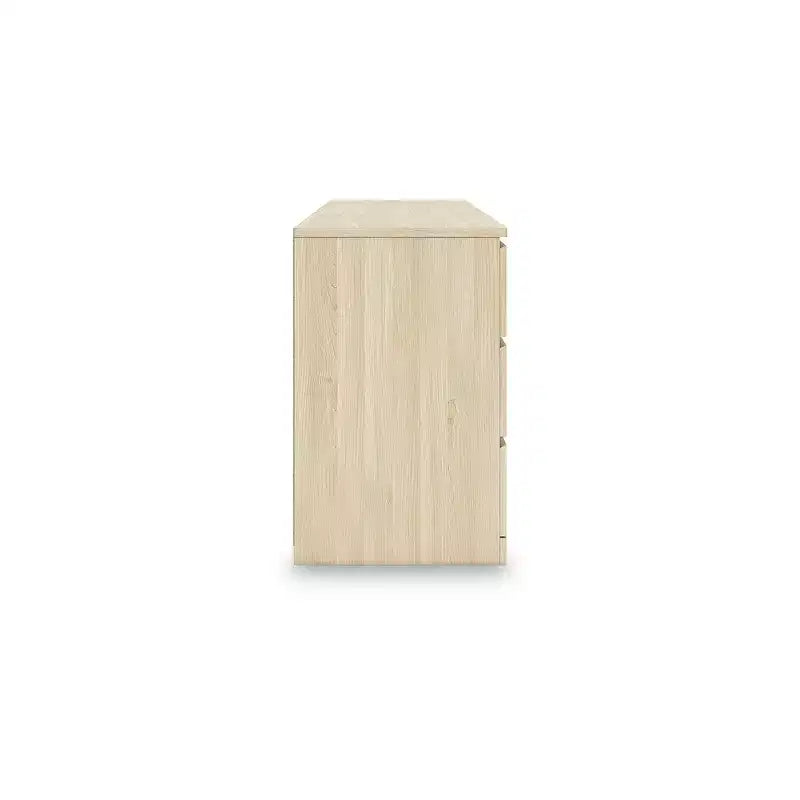 Signature Design by Ashley Nowoczesna komoda Onita z 6 szufladami, komoda z naturalnym brązowym wykończeniem drewnianym i konstrukcją bez uchwytów