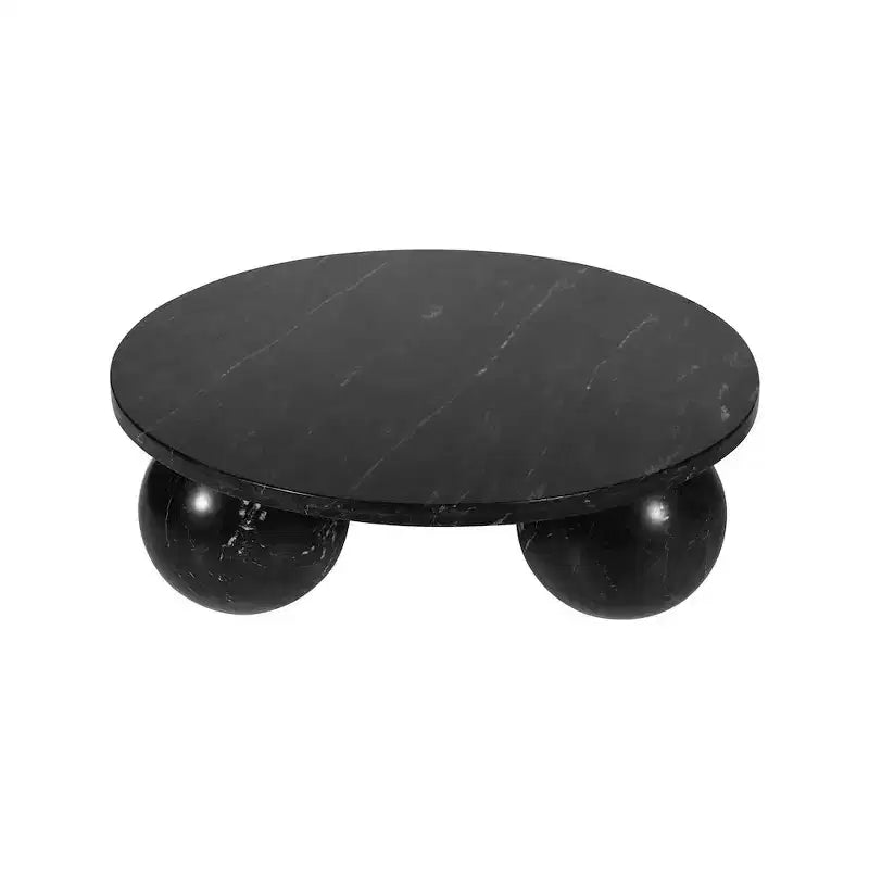 Round Marble Coffee Table with Sphere Legs, Multicolor, Seats 4â€?