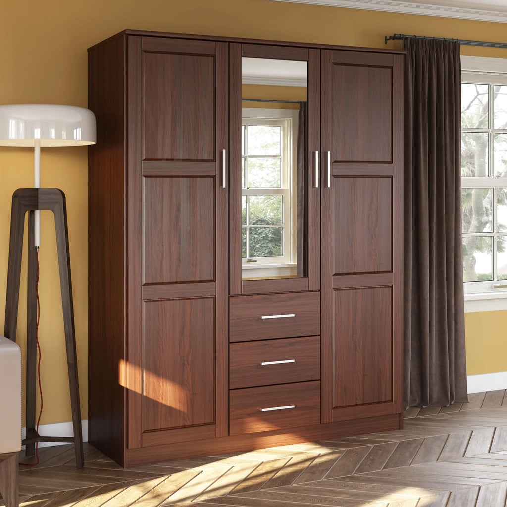Guarda-roupa Cosmo Palace Imports com 3 portas, 100% madeira maciça, com portas de madeira maciça ou espelhadas