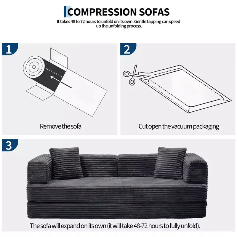 80.7 5-in-1 Convertible Sleeper Sofa Bed â€?Corduroy, 1200 lbs, No Assembly