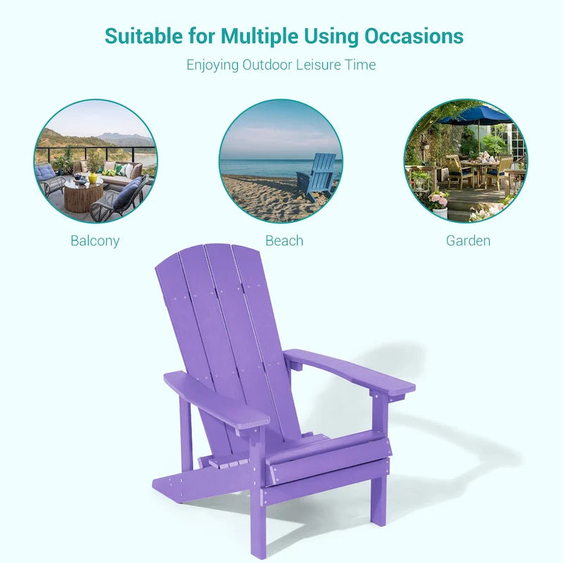 Bonosuki wetterfeste Adirondack-Stühle aus Holz für den Außenbereich, 4er-Set