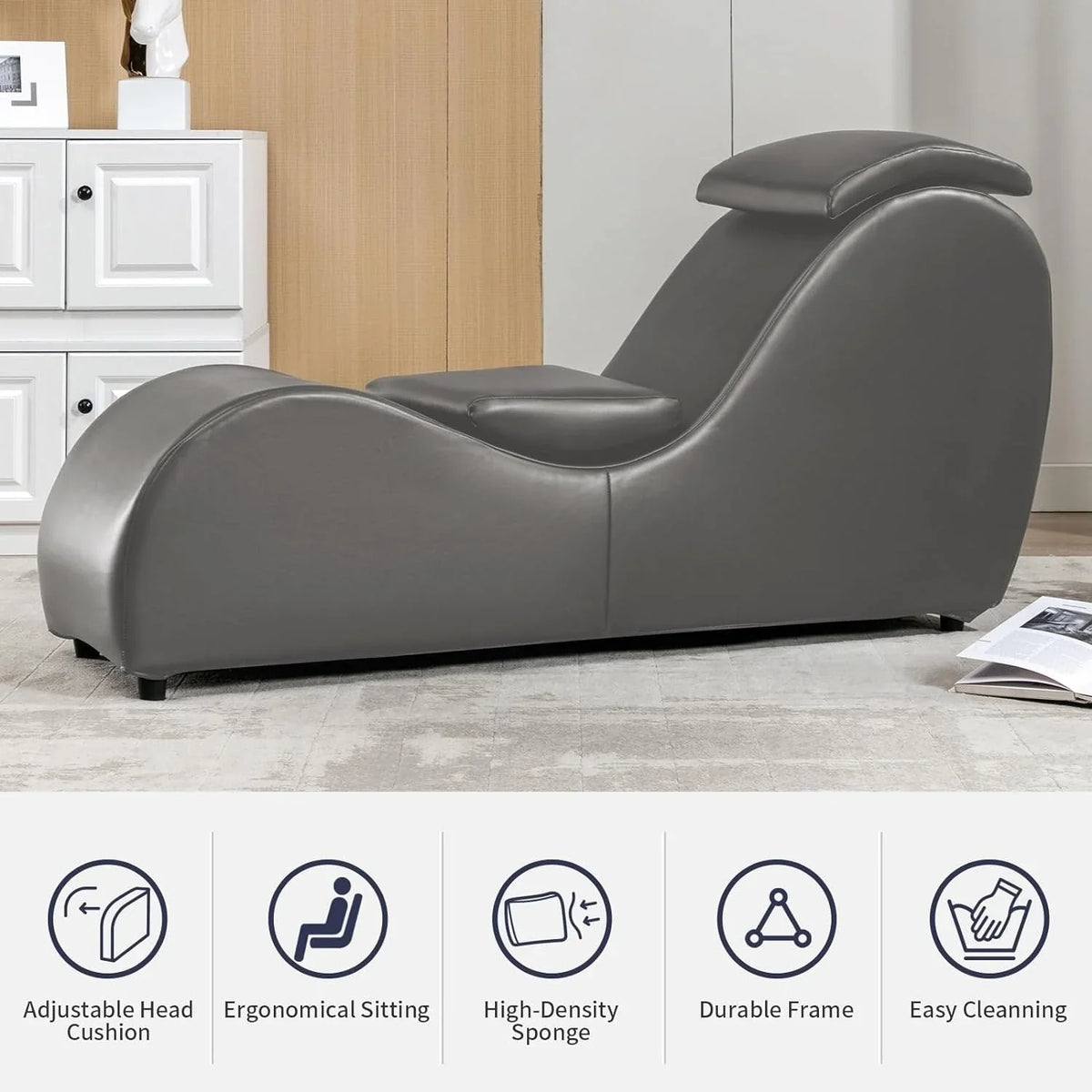 Mixoy Indoor-Yogastuhl, geschwungener Yoga-Chaiselongue-Sessel für Erwachsene zum Dehnen, Trainieren und Entspannen
