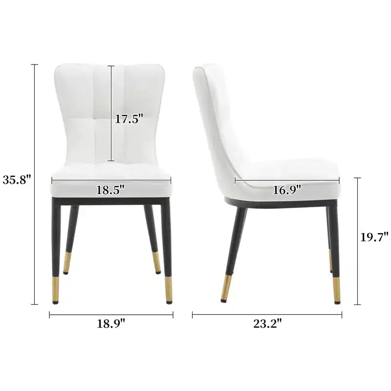 Bekrvio eetkamerstoelen, set van 6, moderne bekleding van imitatieleer met hoge rugleuning, metalen poten, armloze keukenstoelen voor woonkamer en eetkamer