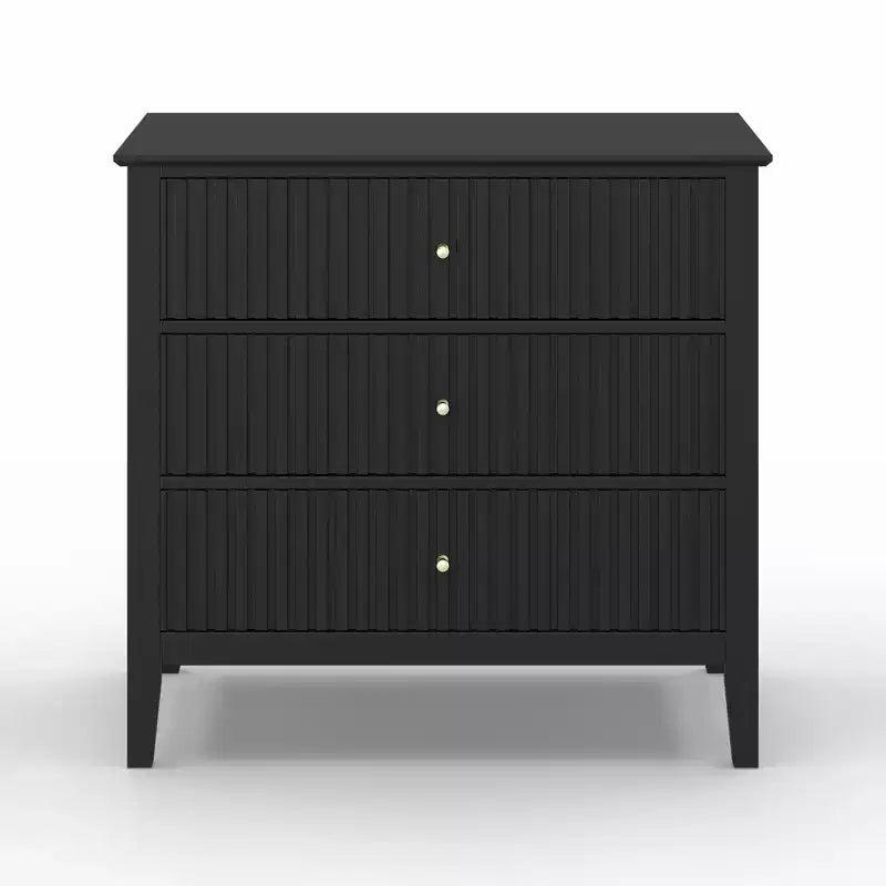 Cómoda Heynemo com 3 gavetas, mesa de cabeceira em madeira pintada com 30 polegadas de altura e arrumação, cómoda larga e moderna com corrediças de esferas