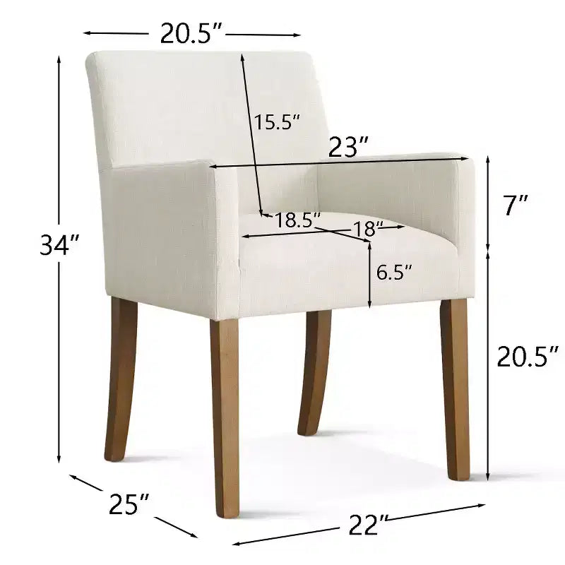 6er-Set gepolsterte Esszimmerstühle mit Armlehnen, moderne Leinen-Sessel mit Holzbeinen, Akzentstühle für Esszimmer und Wohnzimmer – Panipeachy