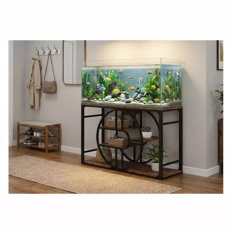Support métallique pour aquarium de 55 à 75 gallons, support robuste pour aquarium avec armoire de rangement, support pour aquarium à plusieurs niveaux avec pieds renforcés, convient