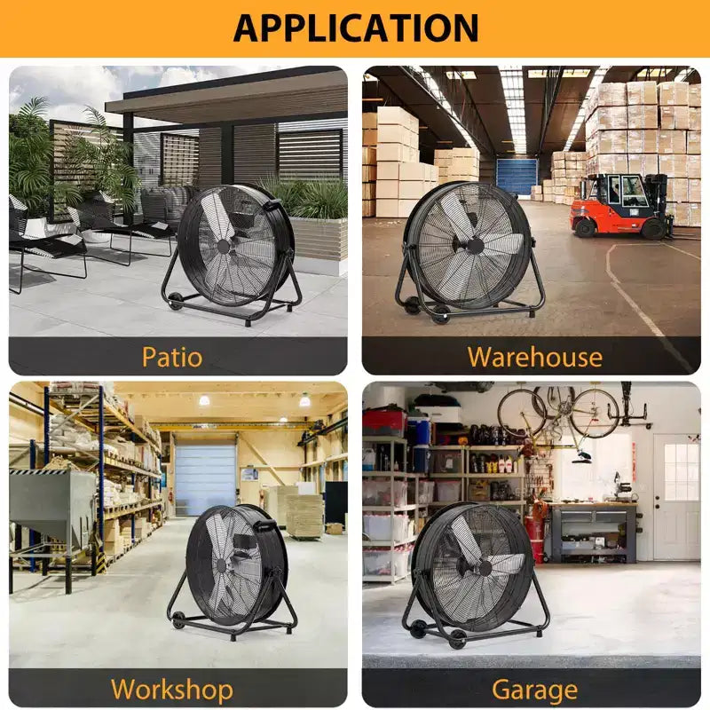 Bodenventilator, Industrieventilator – 24-Zoll-Hochleistungs-Trommelventilator mit 4 Geschwindigkeiten, Metall-Luftumwälzer für Lager, Werkstatt, Garage, Fabrik und Keller