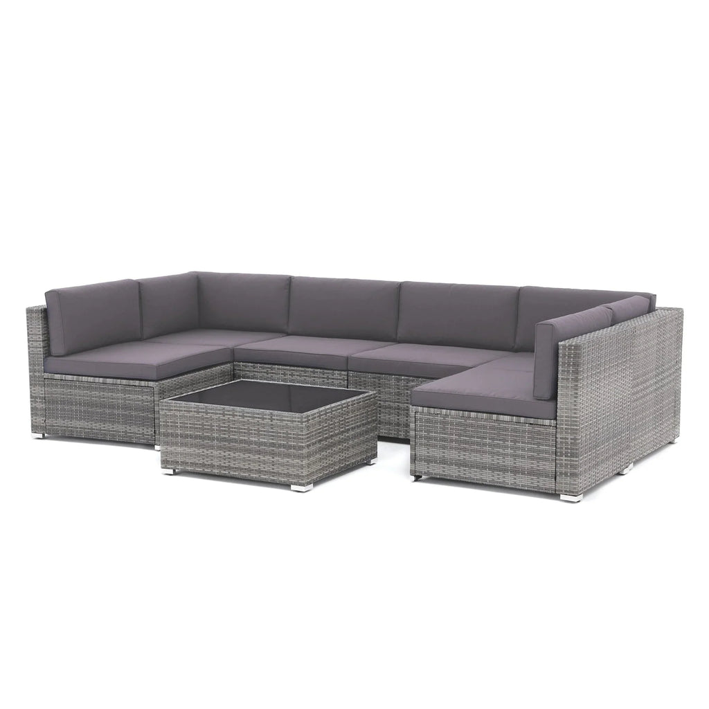 Wicker/ Steel 7-piece Outdoor Cushioned Sectional Sofa Set